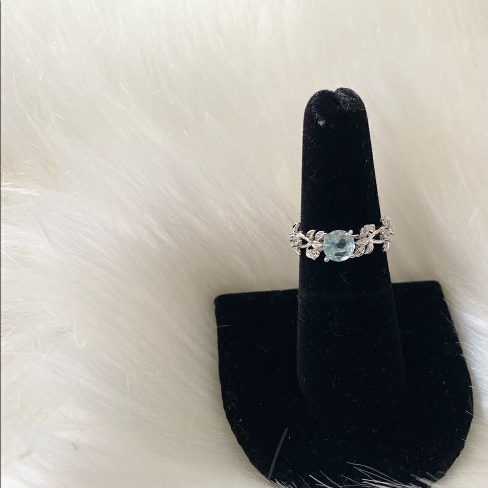 Silver Light Blue Stone Ring 7 - Picture 11 of 12
